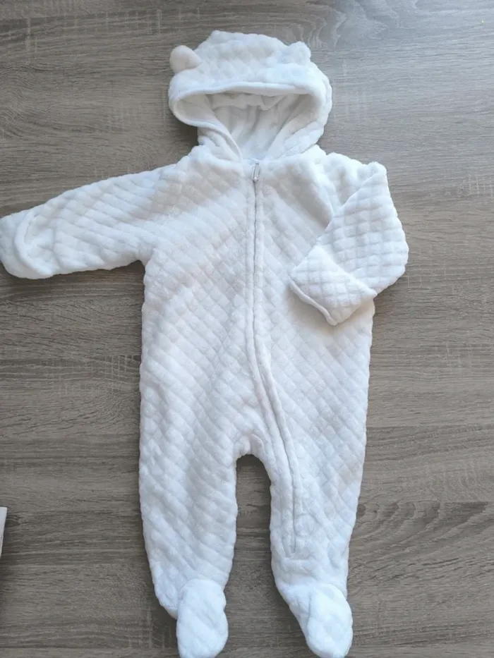 Combipilote blanche ourson 3-6 mois  tex
