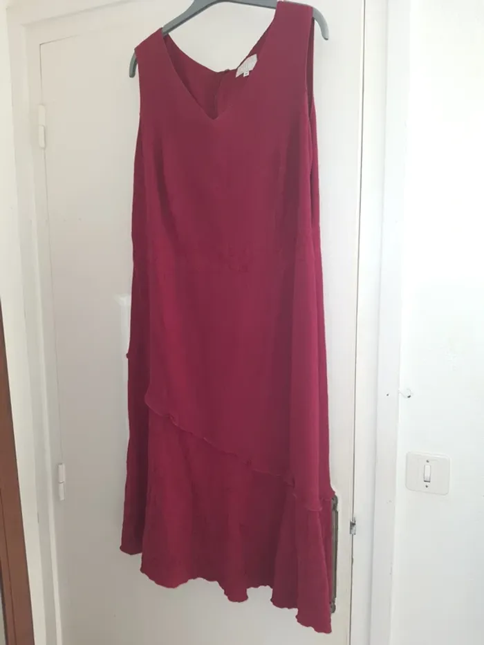 🌹Robe lin rouge cerise 44 - photo numéro 9