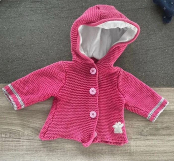 Gilet à maille avec capuche molletonnée Terre de marins taille 3 mois