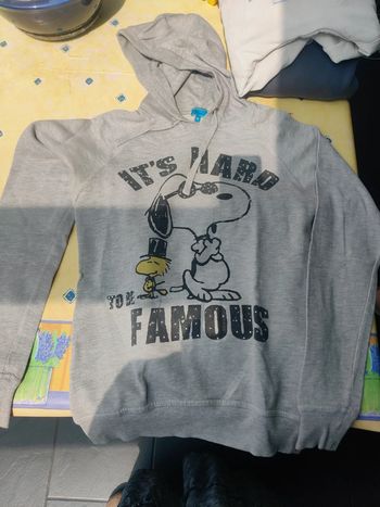 Sweat à capuche gris Snoopy