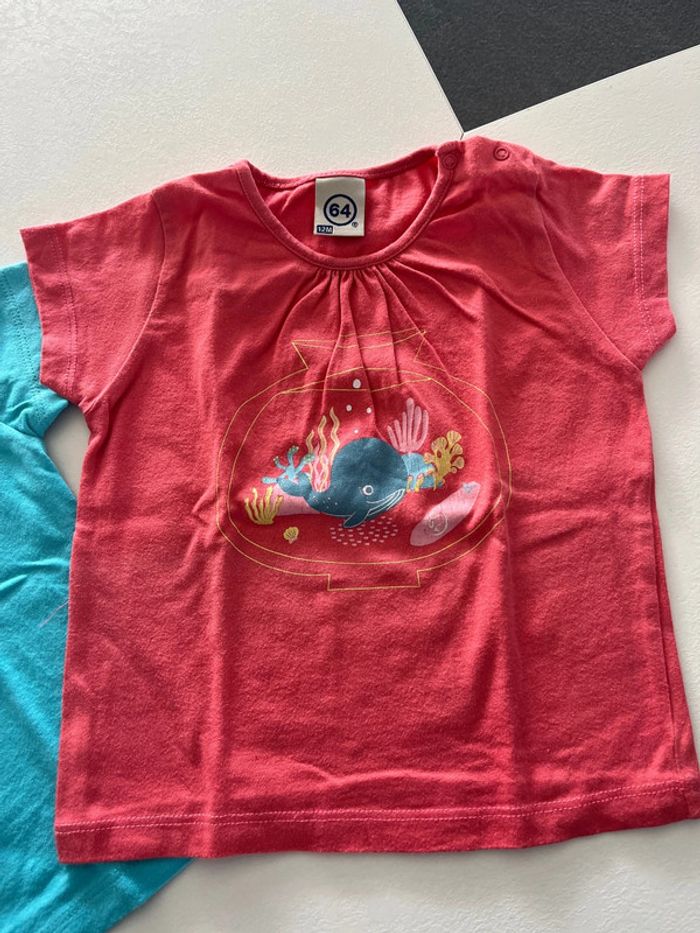 Lot de deux tee shirt MC 64 12 mois - photo numéro 2