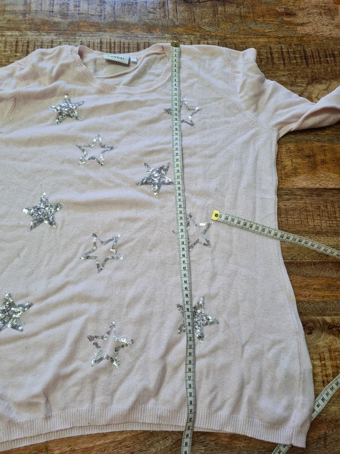 Pull hiver léger taille M rose étoile argentée - photo numéro 4