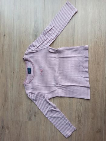 T-shirt marinière rose et blanc petits boutons sur l'épaule broderies sergent major 5 ans