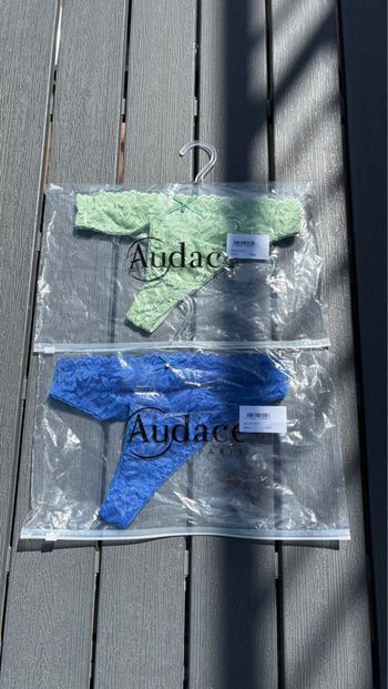 Lot de 2 string Audace vert et bleu femme taille L