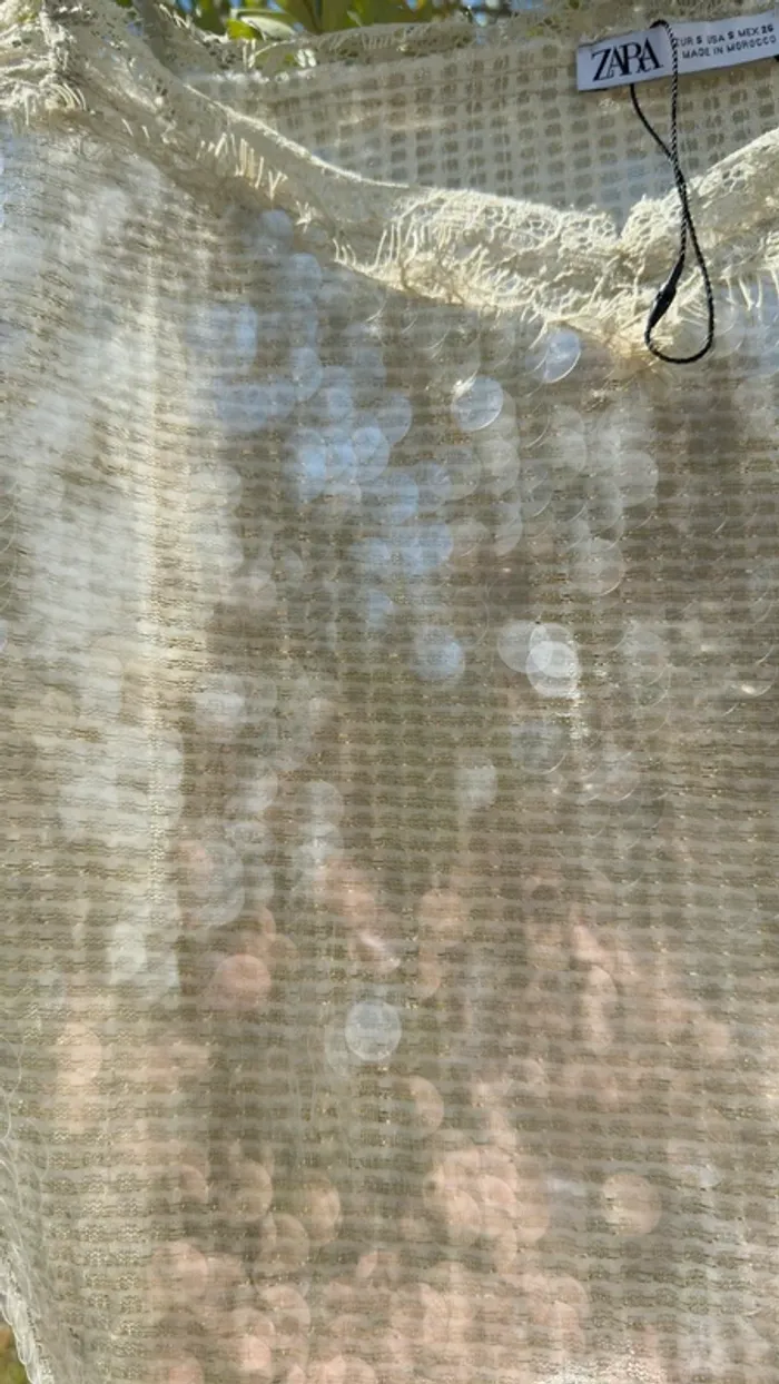 Débardeur beige sequin zara - Taille S - photo numéro 4