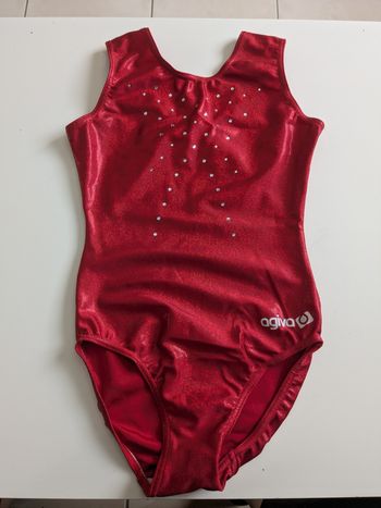 Agiva justaucorps rouge avec strass gym fille 10 ans