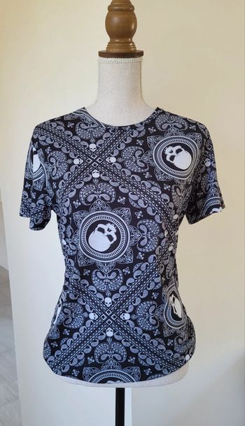 T-shirt manches courtes noir et blanc motifs tête de mort Made in Italy Taille 38