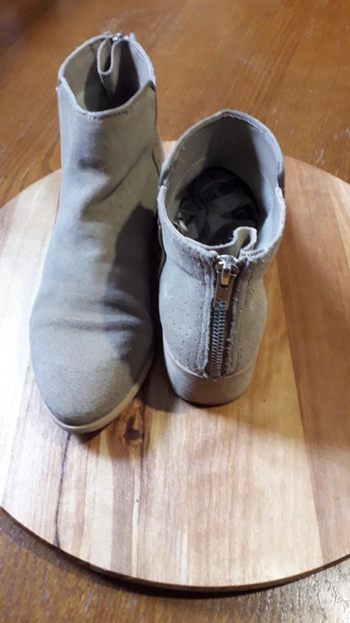 Bottines daim véritable beige - photo numéro 3