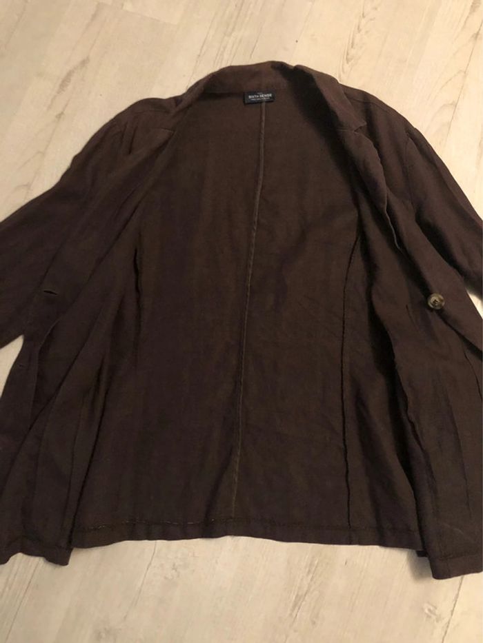 AN18- veste en 100% lin couleur chocolat T 50/52 - photo numéro 9