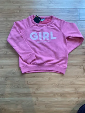 6 ans - Sweat rose col rond écriture "girl" neuf