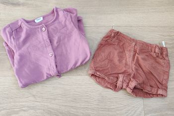 Combishort et short velour fille 24 mois