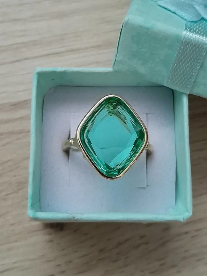 Bague style Bohème pierre couleur bleue claire (imitation aigue marine), taille 60 - photo numéro 2