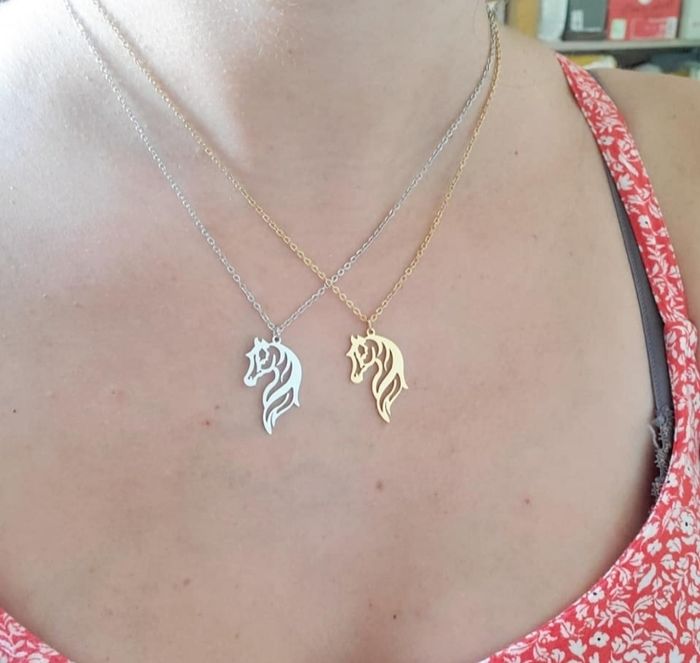 Collier joli cheval acier Or - photo numéro 5