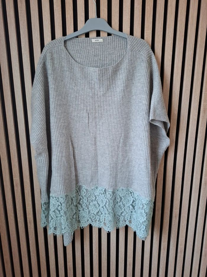 Poncho/cape avec laine bohème hippie chic romantique T unique - photo numéro 2