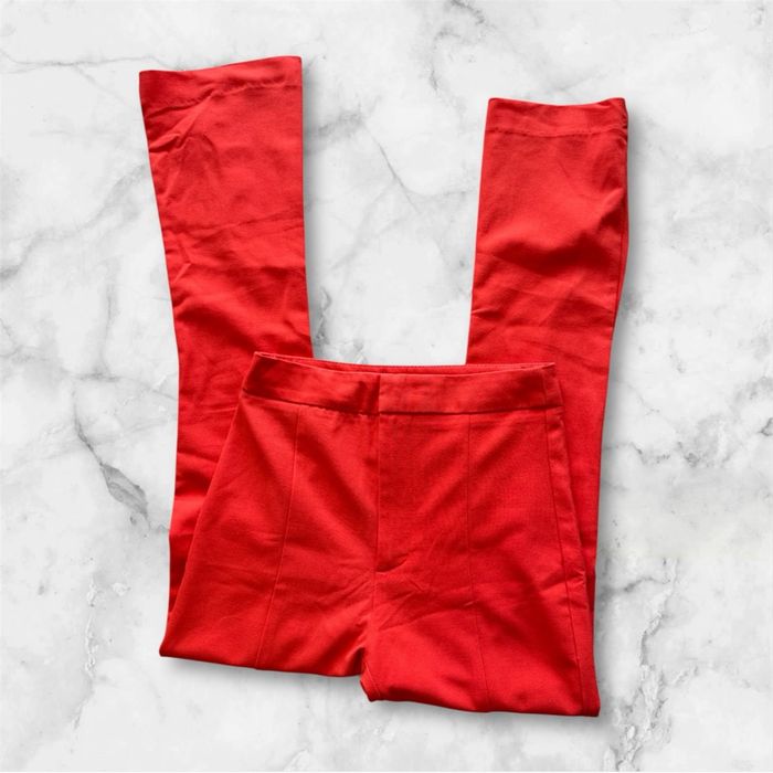 Pantalon cintré bas ouvert rouge bershka taille 32 XXS - photo numéro 2