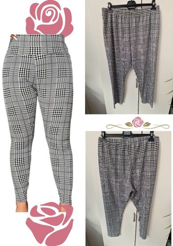 Pantalon Leggings Pied De Poule Noir Et Blanc