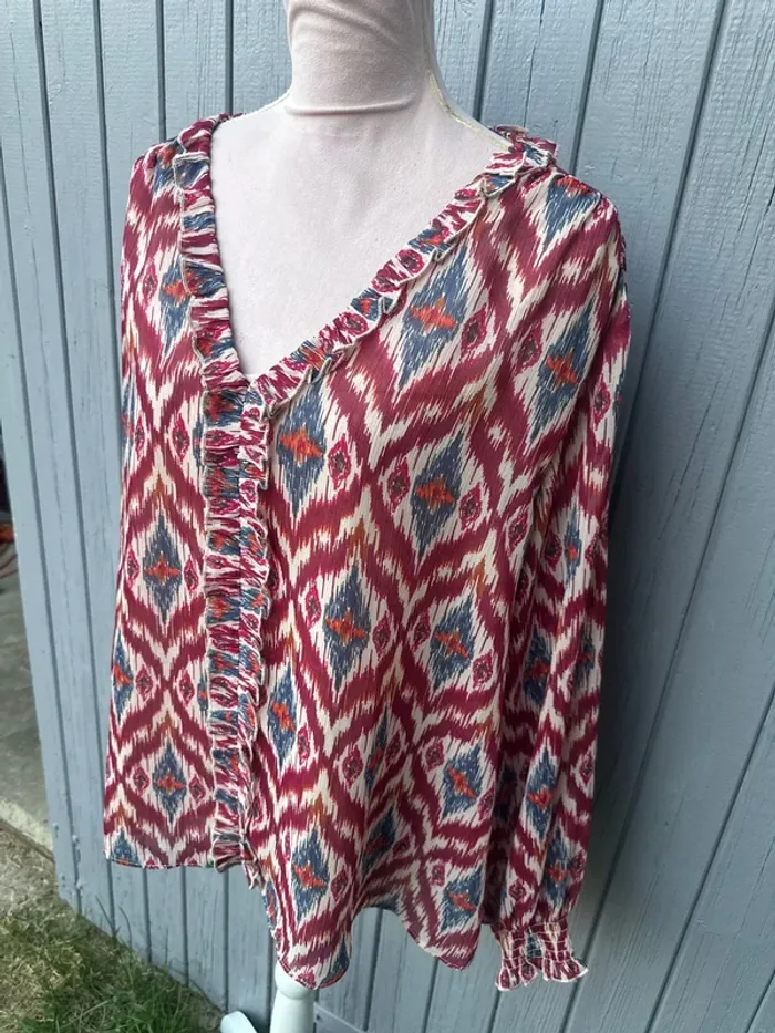 Blouse doublée manches longues colorée fleurie Gémo 48 - photo numéro 3