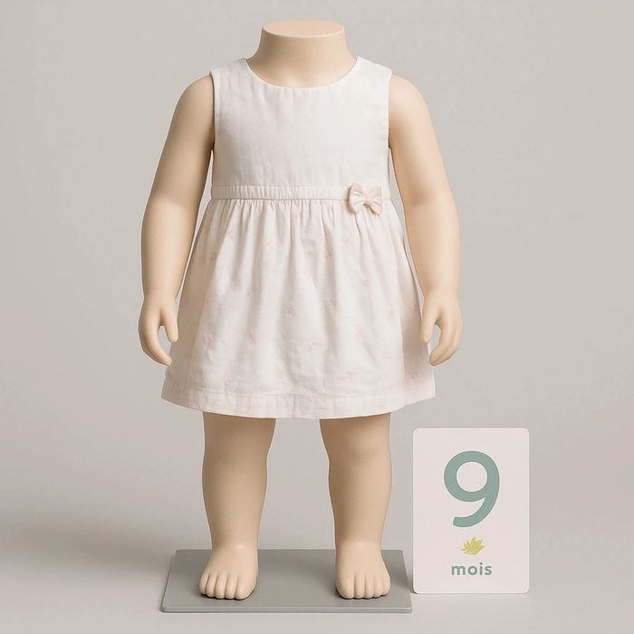 Robe bébé 9 mois blanche et rose motif cerise