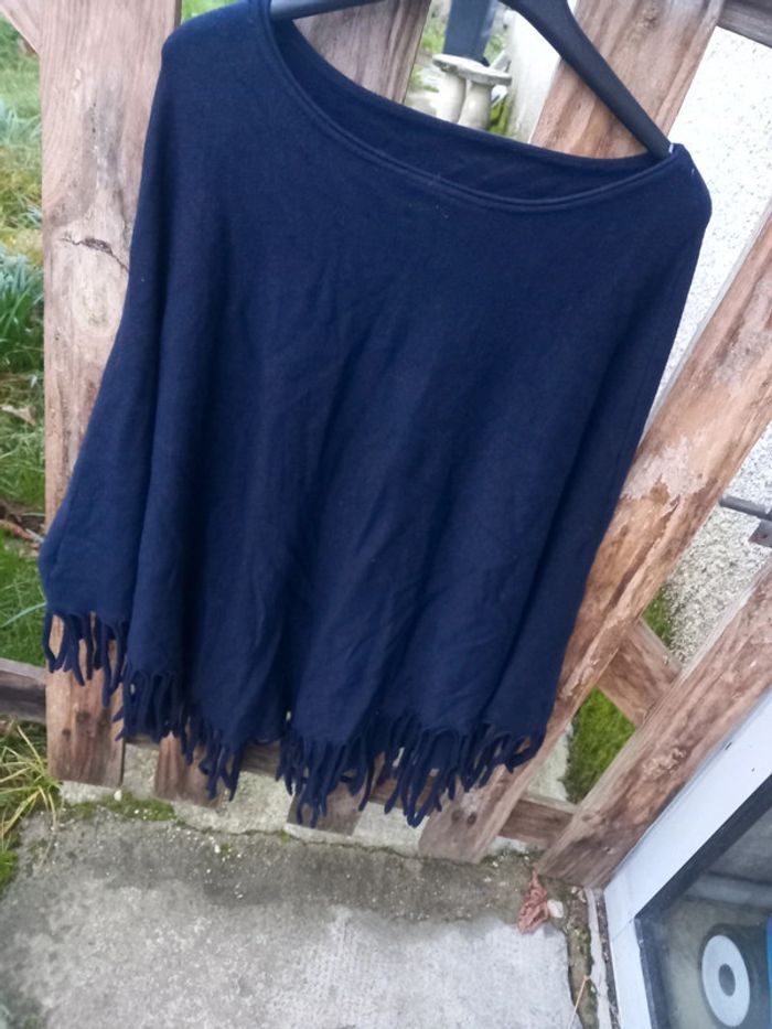 Poncho femme bleu
