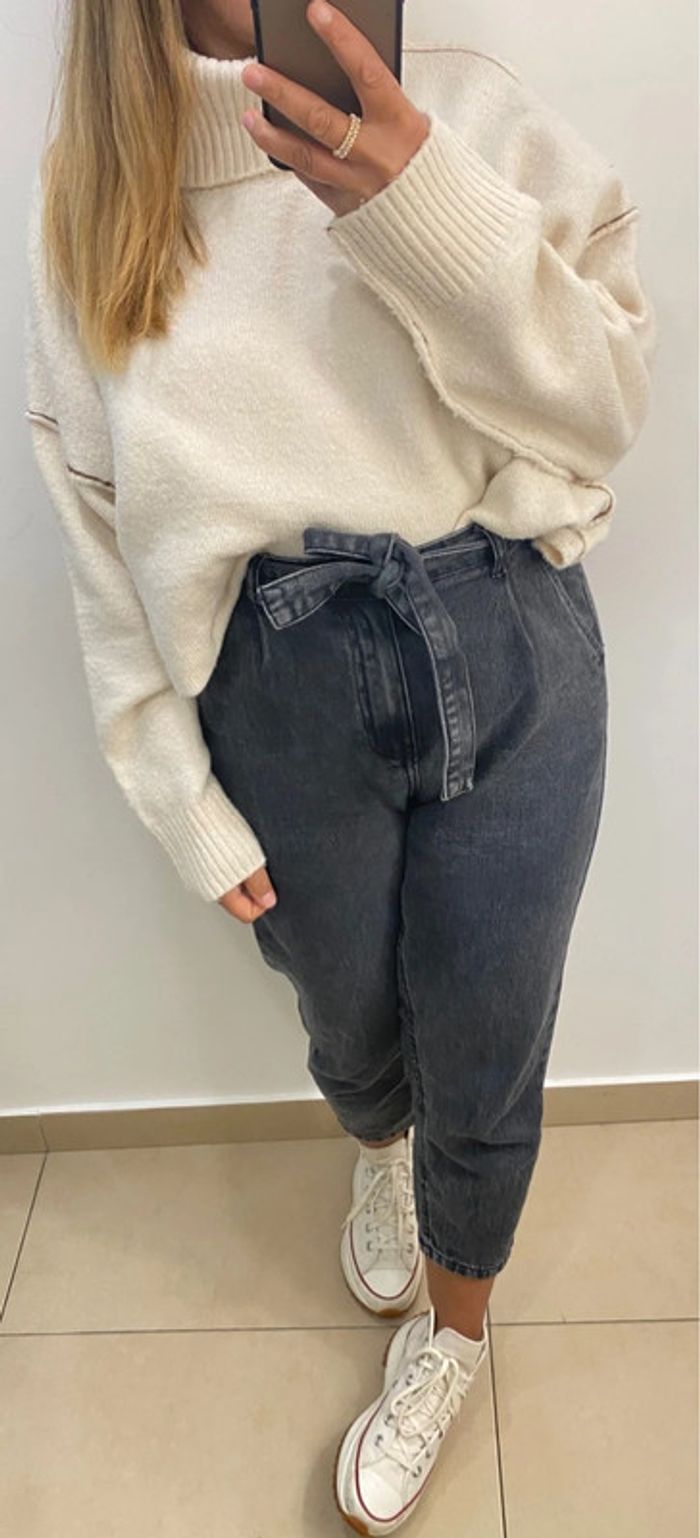 Superbe Pull Col Roulé Crème  Ample Taille M Et Plus - photo numéro 4