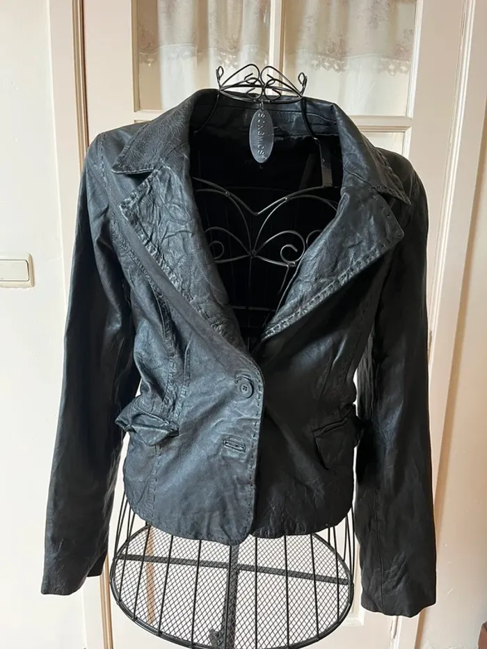 Veste en cuir froissée Premium