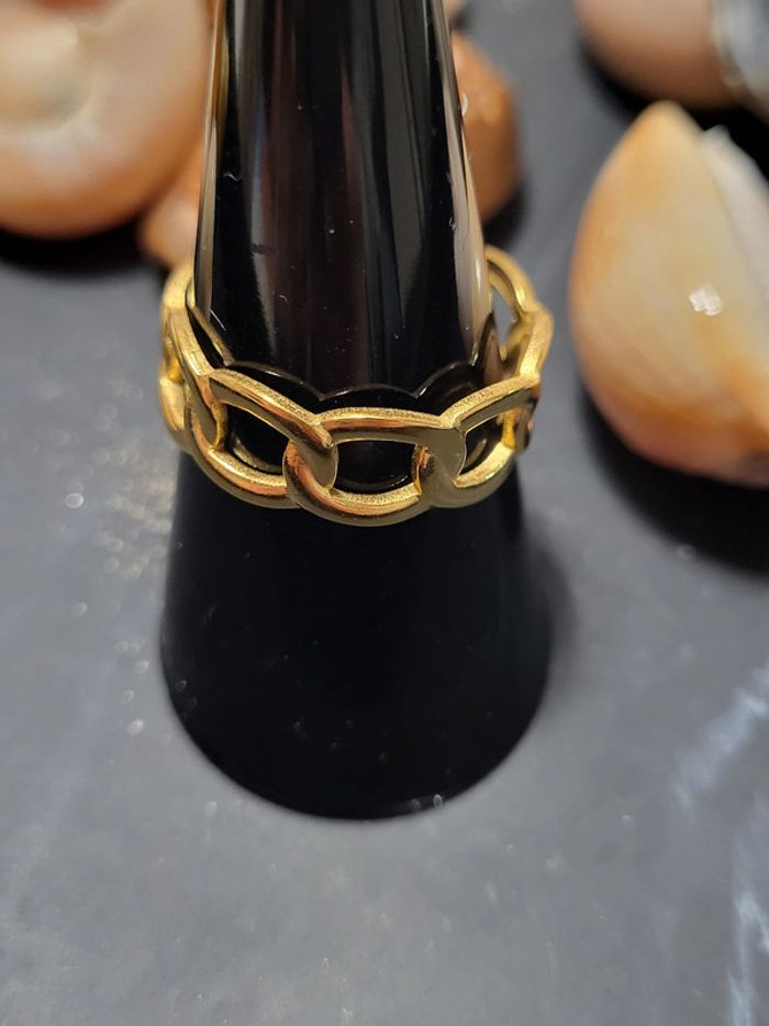 Bague ouverte tour chaîne Acier inoxydable dorée - photo numéro 2