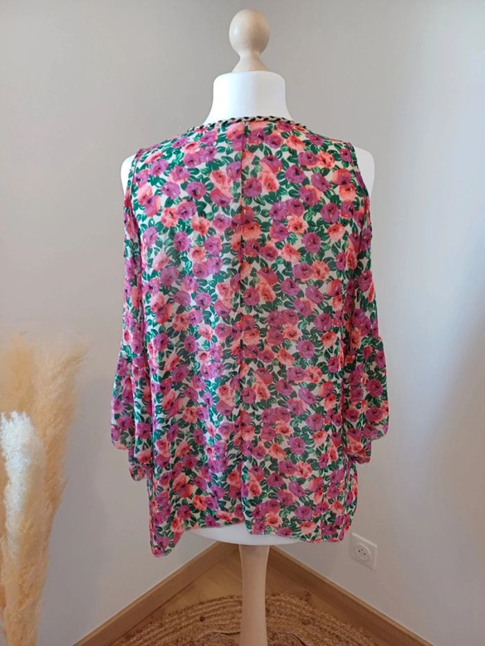 Blouse Fleurie transparente taille L 40 - photo numéro 8