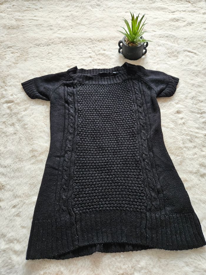 Robe Pull  à manche courte Noir - 8 ans