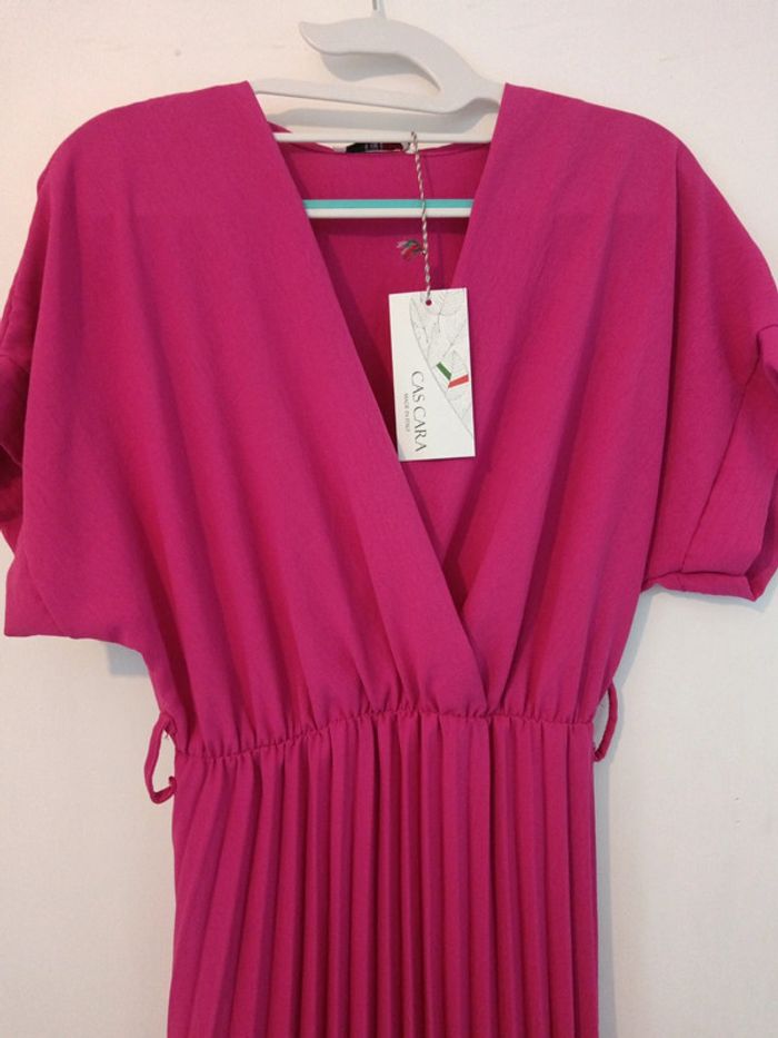 Robe longue plissée fushia - photo numéro 2