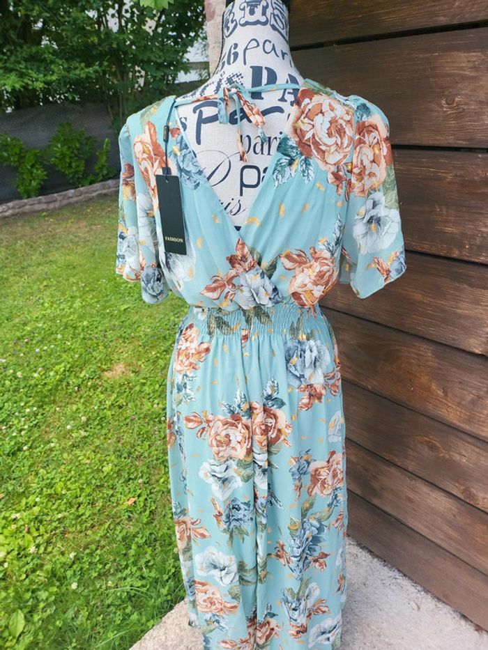 Robe fluide légère floral dorée mariage témoin M L - photo numéro 6