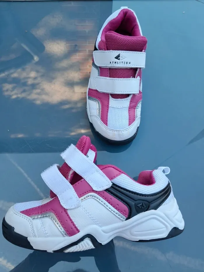 Jolies baskets 👟 blanc et rose fushia, scratch - T31 - Athlitech