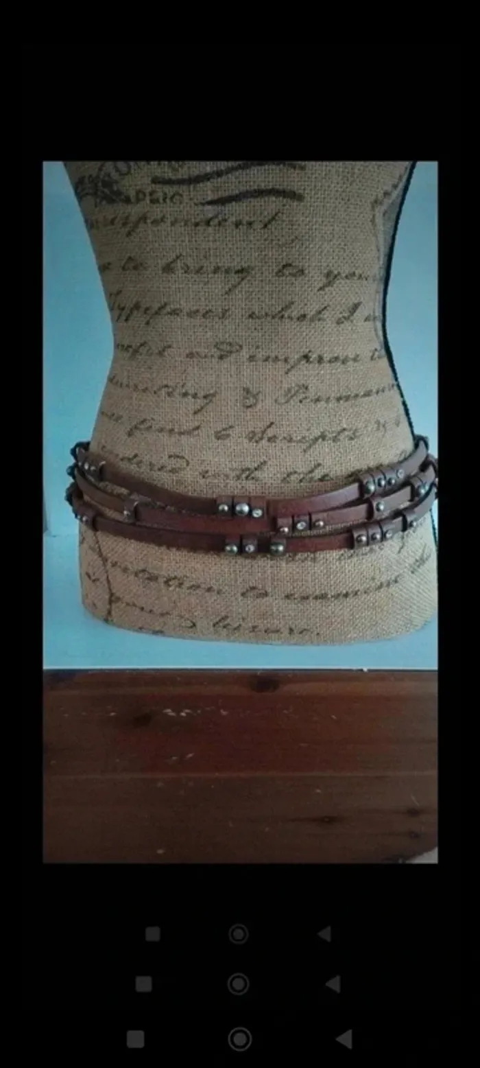 Ceinture marron trois rangs 90 cm femme - photo numéro 5