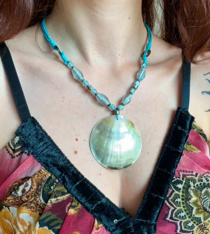 Collier coquillage nacré perles Sea Beach Summer vibes Boho y2k