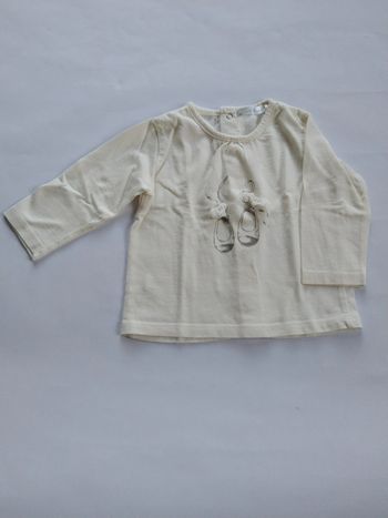 tee shirt blanc manches longues kitchoun fille 6 mois