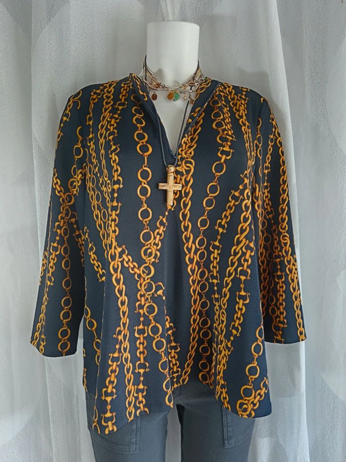 Roseanna | Blouse imprimée chaîne | t. 38 - photo numéro 3