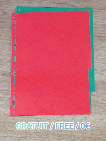 Lot 2 intercalaires carton plastifié rouge vert - A4 Maxi / Gratuit - Free