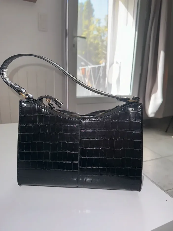 Sac à main noir/osier - photo numéro 2