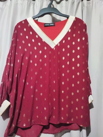 Blouse femme taille L bordeaux et or