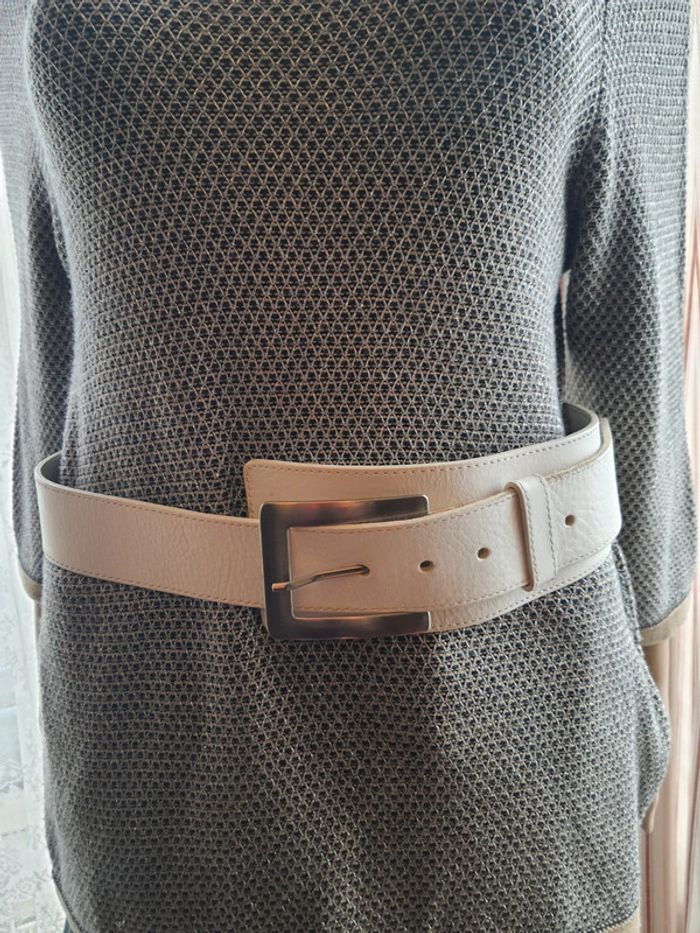 Ceinture femme en cuir blanc Accento 90cm - photo numéro 2