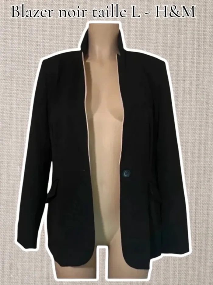 🤩 Magnifique Blazer noir taille L - 3 poches extérieurs + 1 intérieur Rembourrée aux épaules - H&M 🤩