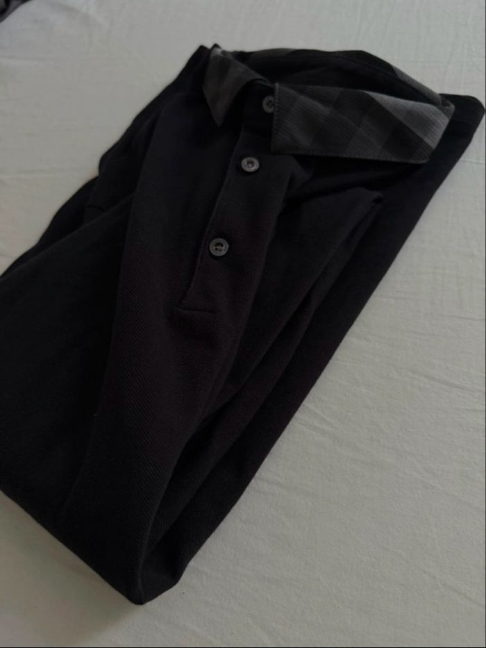 Polo Burberry noir col check – manches longues – taille L – authentique - photo numéro 3