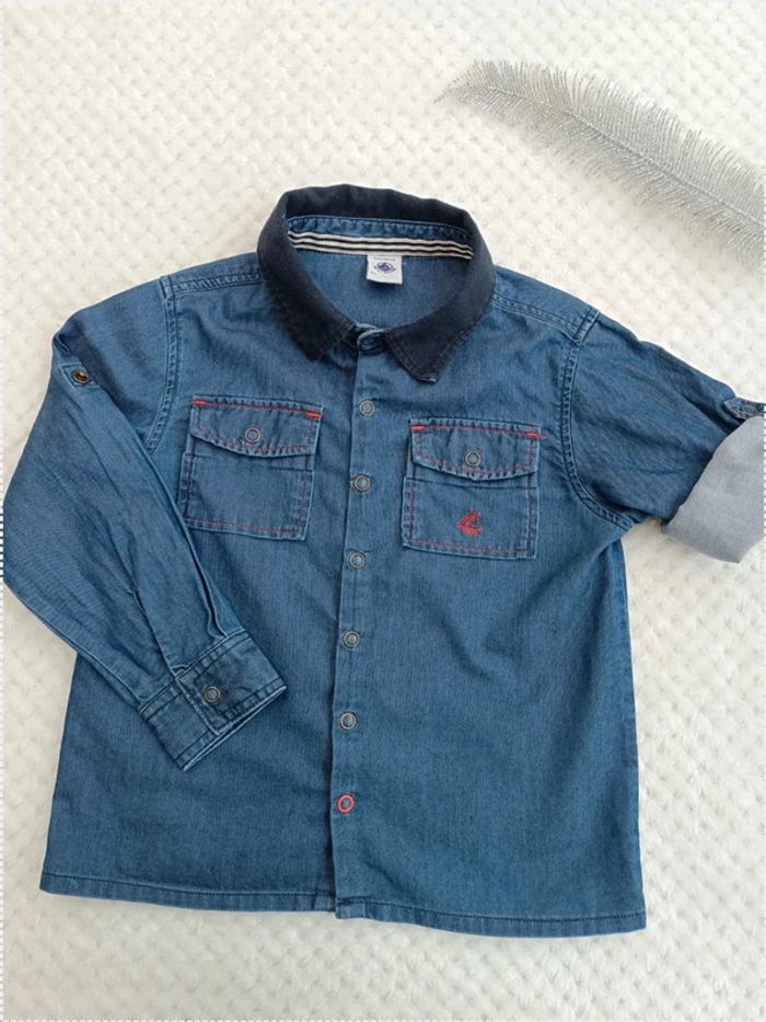 🔸Chemise Petit Bateau bleu jean - 4 ans🔸 - photo numéro 2