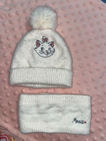 Ensemble bonnet + tour de cou Marie (aristochat) 3-6 mois