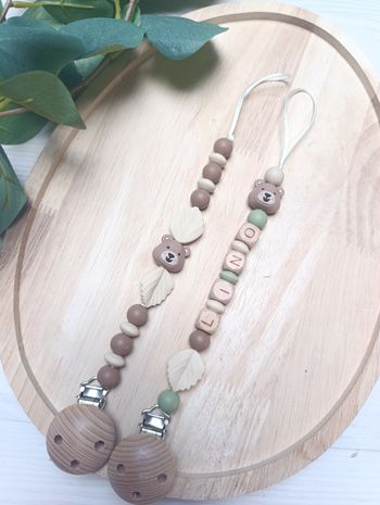 Attache tétine personnalisée ourson