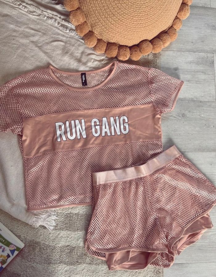 Ensemble undiz sport short et tee-shirts rose gold