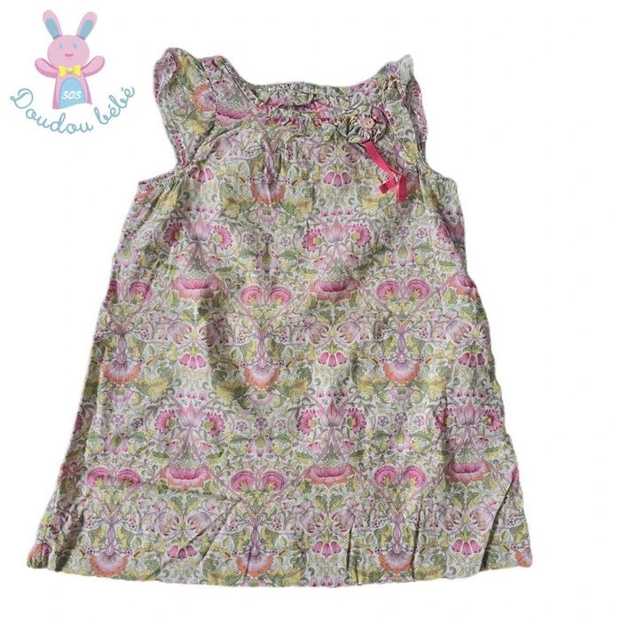 Robe à fleurs rose kaki bébé fille 12 Mois été Jacadi