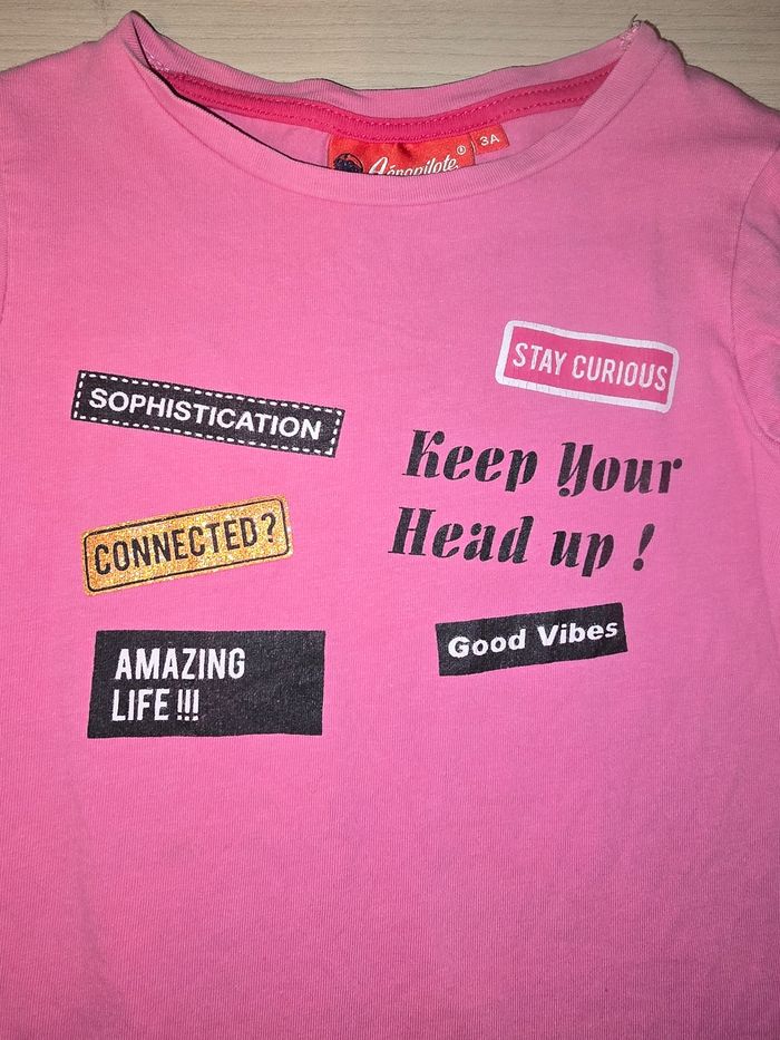 Tee shirt manches longues rose - photo numéro 2