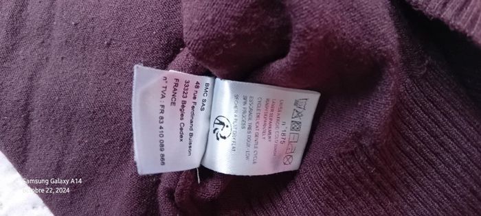Pull court col V avec poches bordeaux femme taille 38/40 DDP - photo numéro 18
