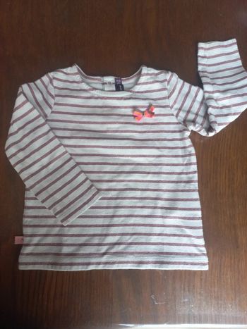 T-shirt rayé rose pailleté Sergent Major 2ans 92cm