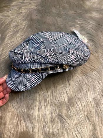 Casquette carreau grise rose